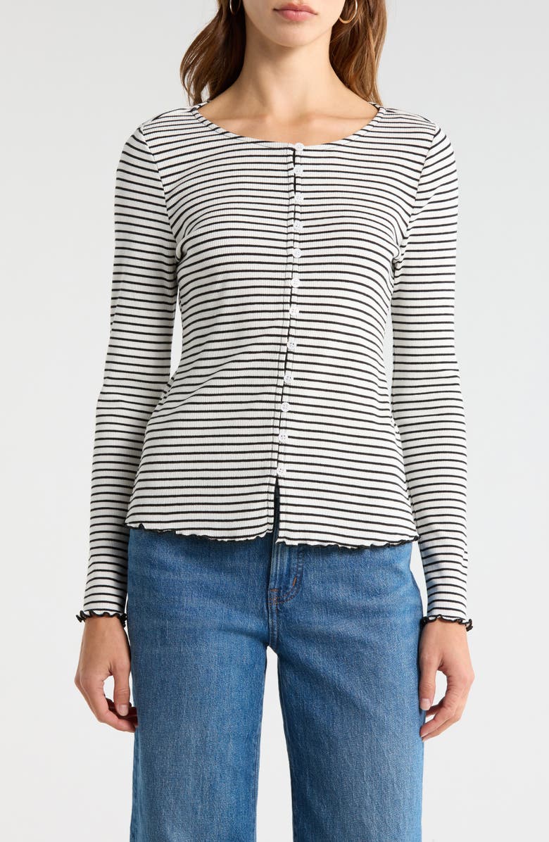 Stripe Stretch Cotton Knit Top