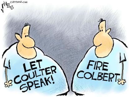 Editorial Cartoon U.S. First amendment free speech Ann Coulter Stephen Colbert