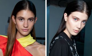 The Canadian designer sent his models down the runway with slick middle-parted hair