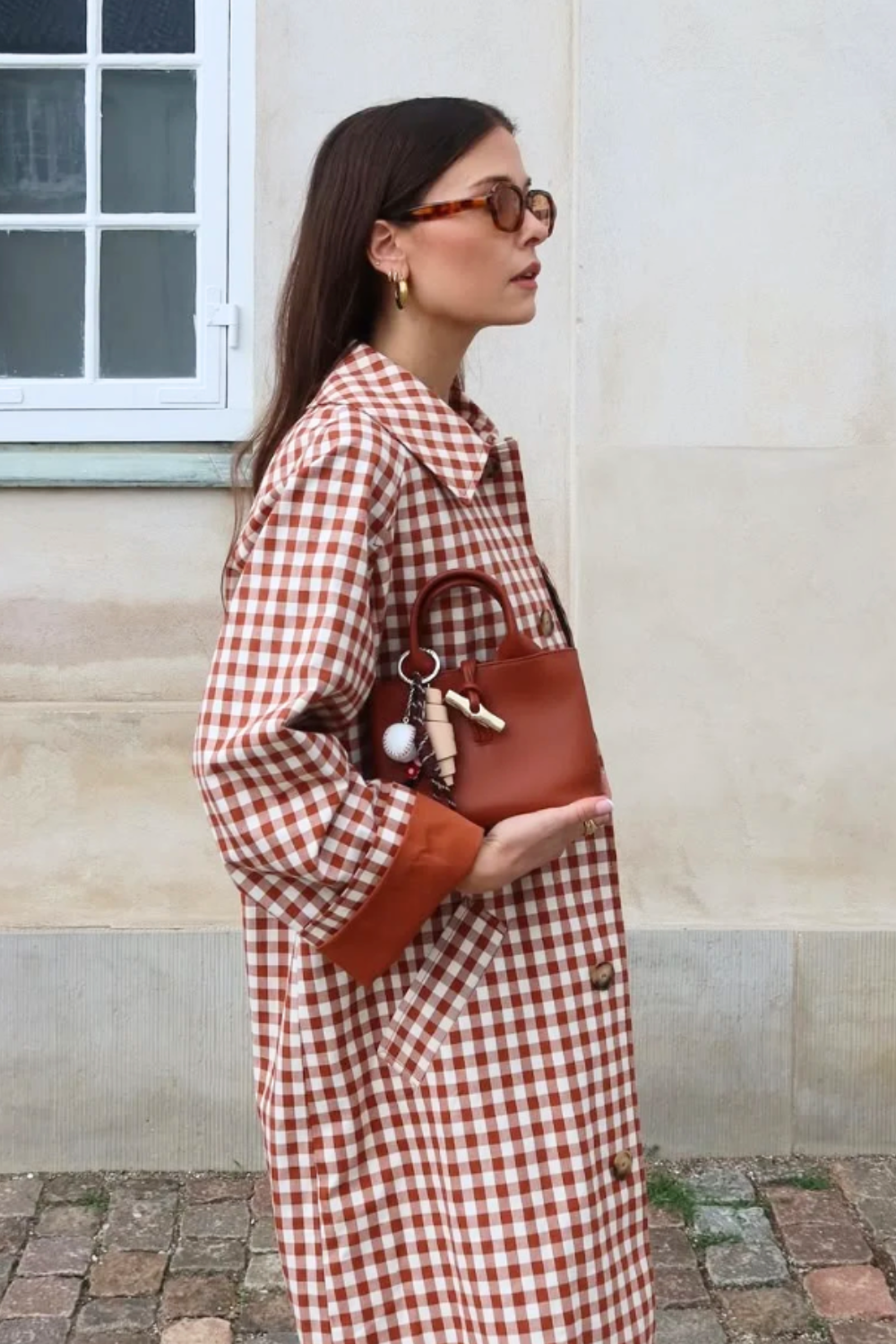 Checked red coat
