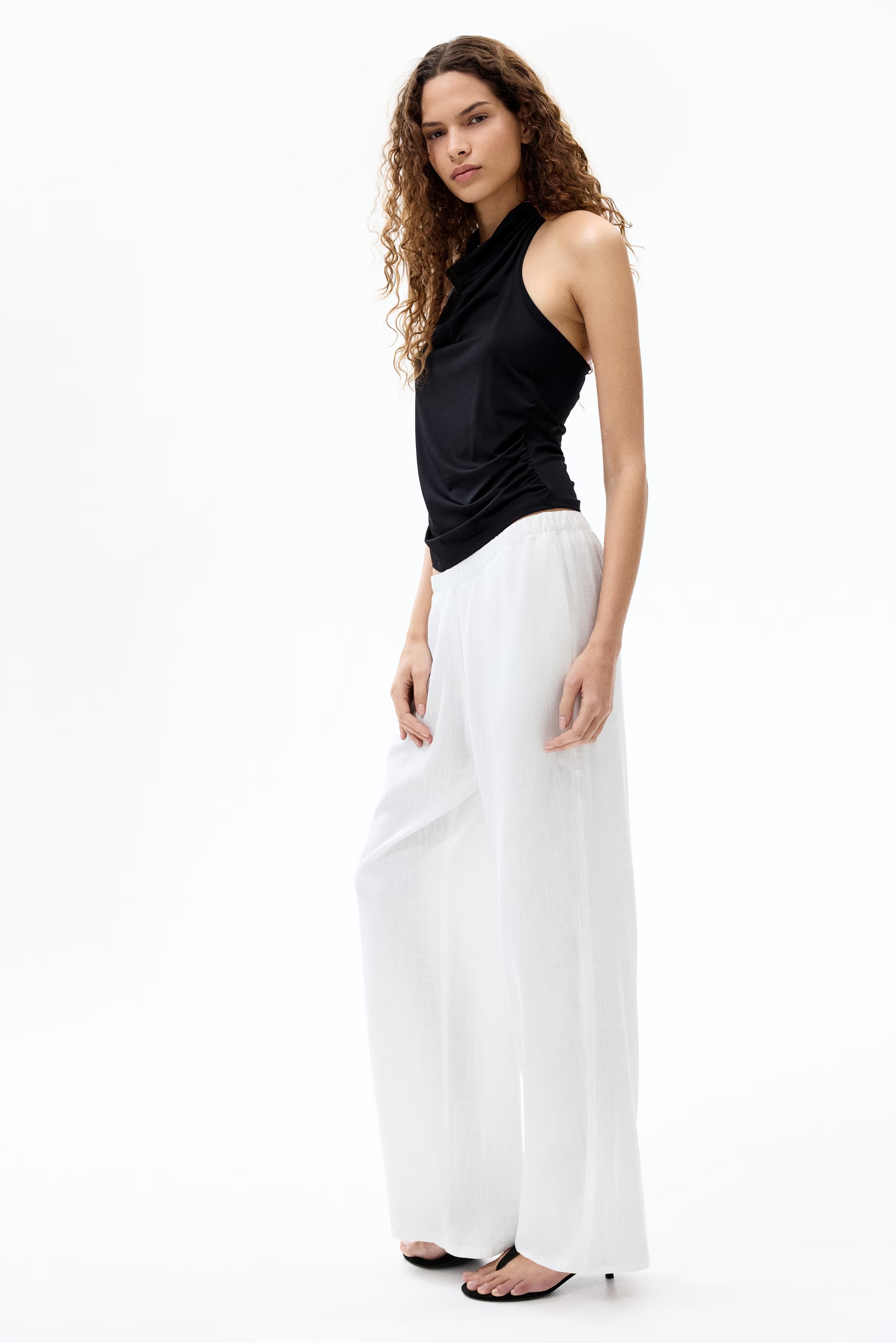 H&amp;amp;M, Wide-Leg Linen-Blend Pants