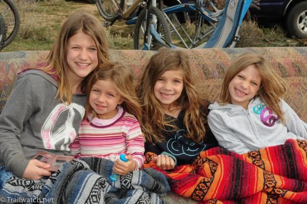 These sisters seemed to have survived the night on their sofa