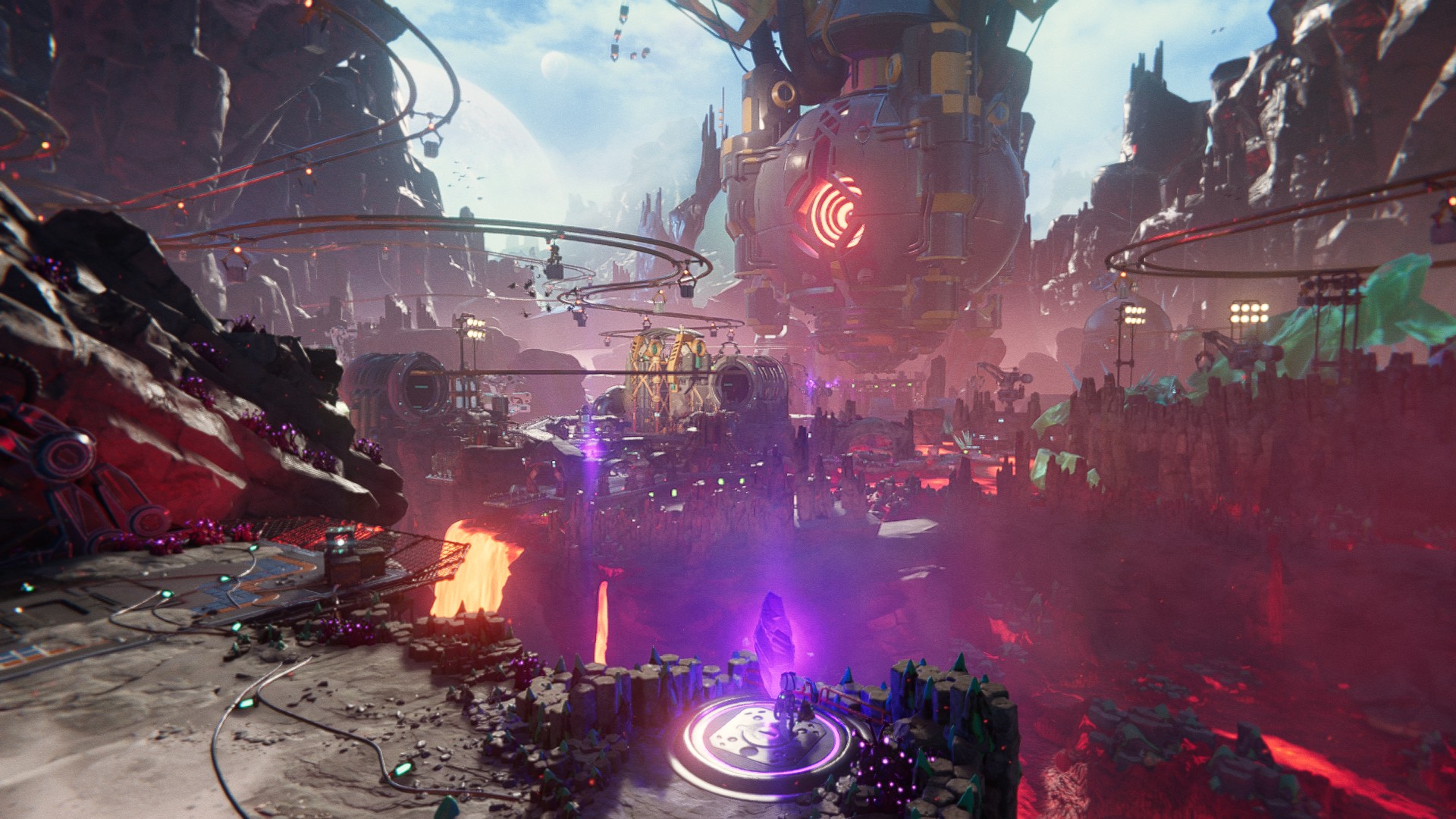 An alien mining station in Ratchet & Clank: Rift Apart.