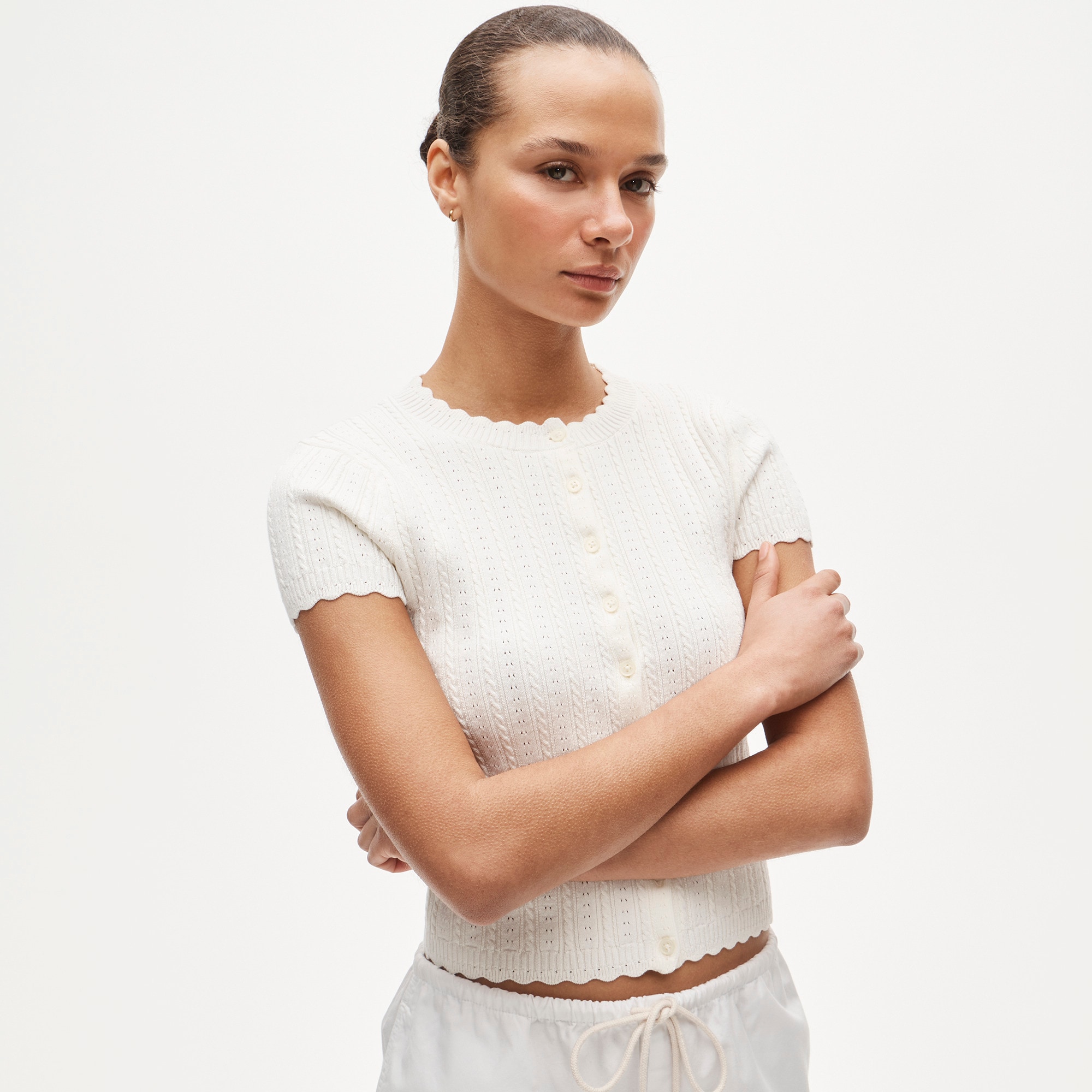 J.Crew, Jackie Pointelle Short-Sleeve Cardigan
