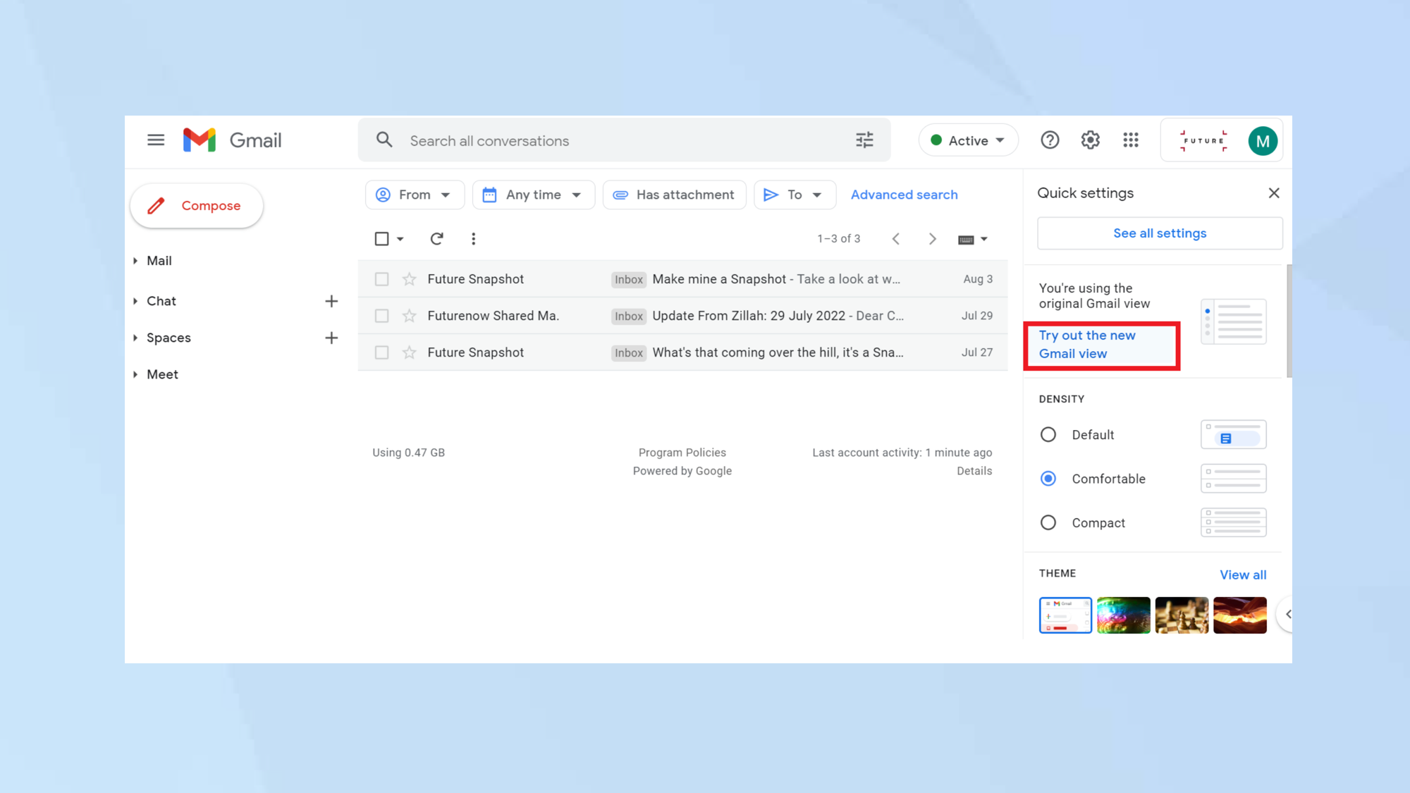 Как изменить боковые панели в Gmail