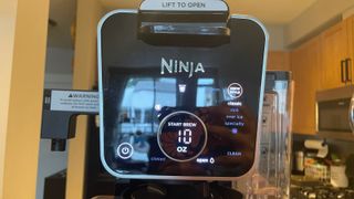 A closeup of the display screen on the Ninja DualBrew Pro