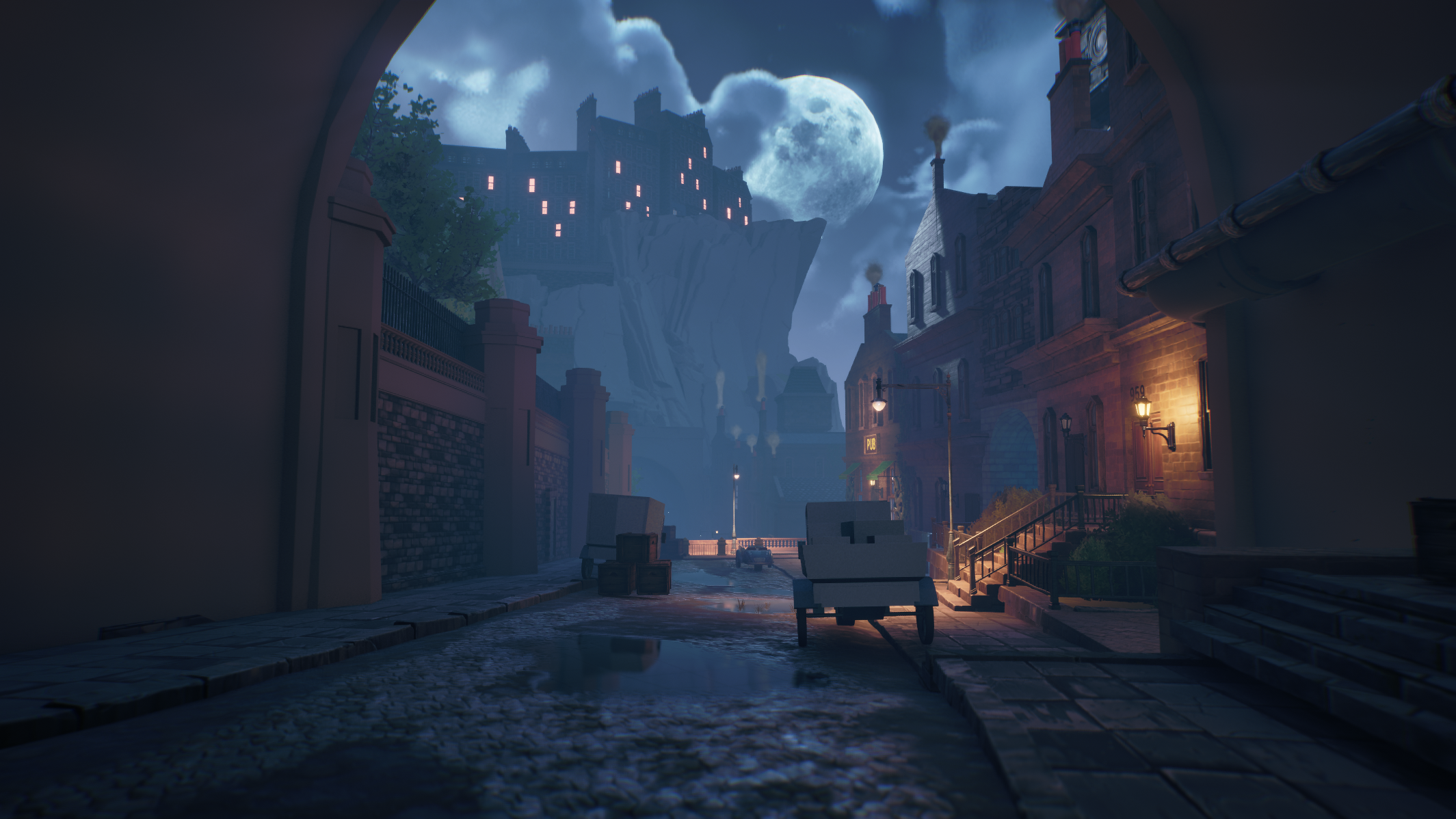Screens and photos from a video game depicting Edinburgh