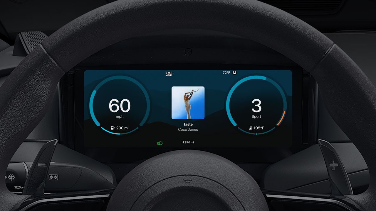 A car interior showing Apple CarPlay Ultra