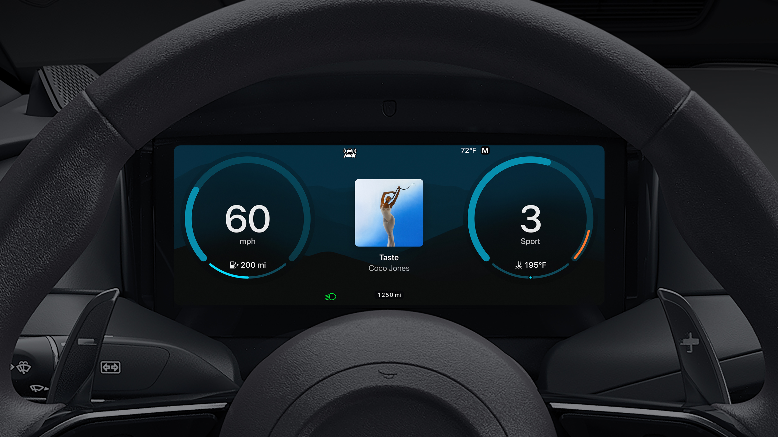A car interior showing Apple CarPlay Ultra