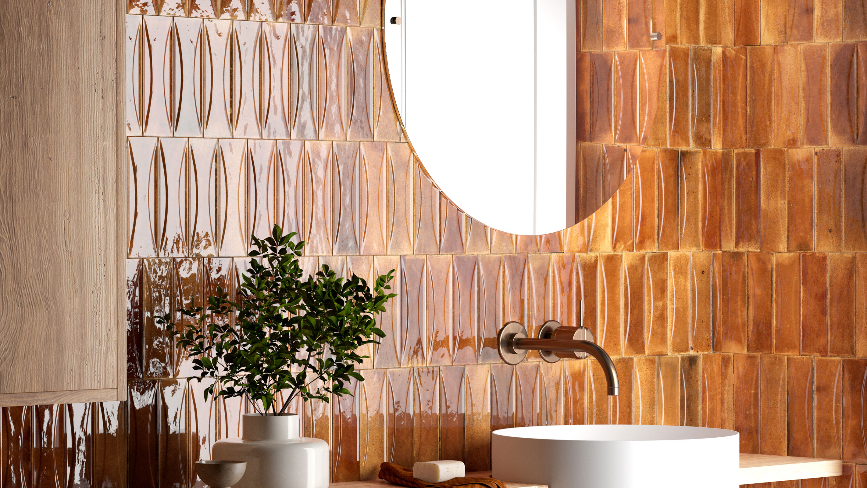 orange retro wall tiles