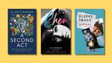 Book covers of Letters by Oliver Sacks, Cher The Memoir by Cher and A Second Act by Matt Morgan