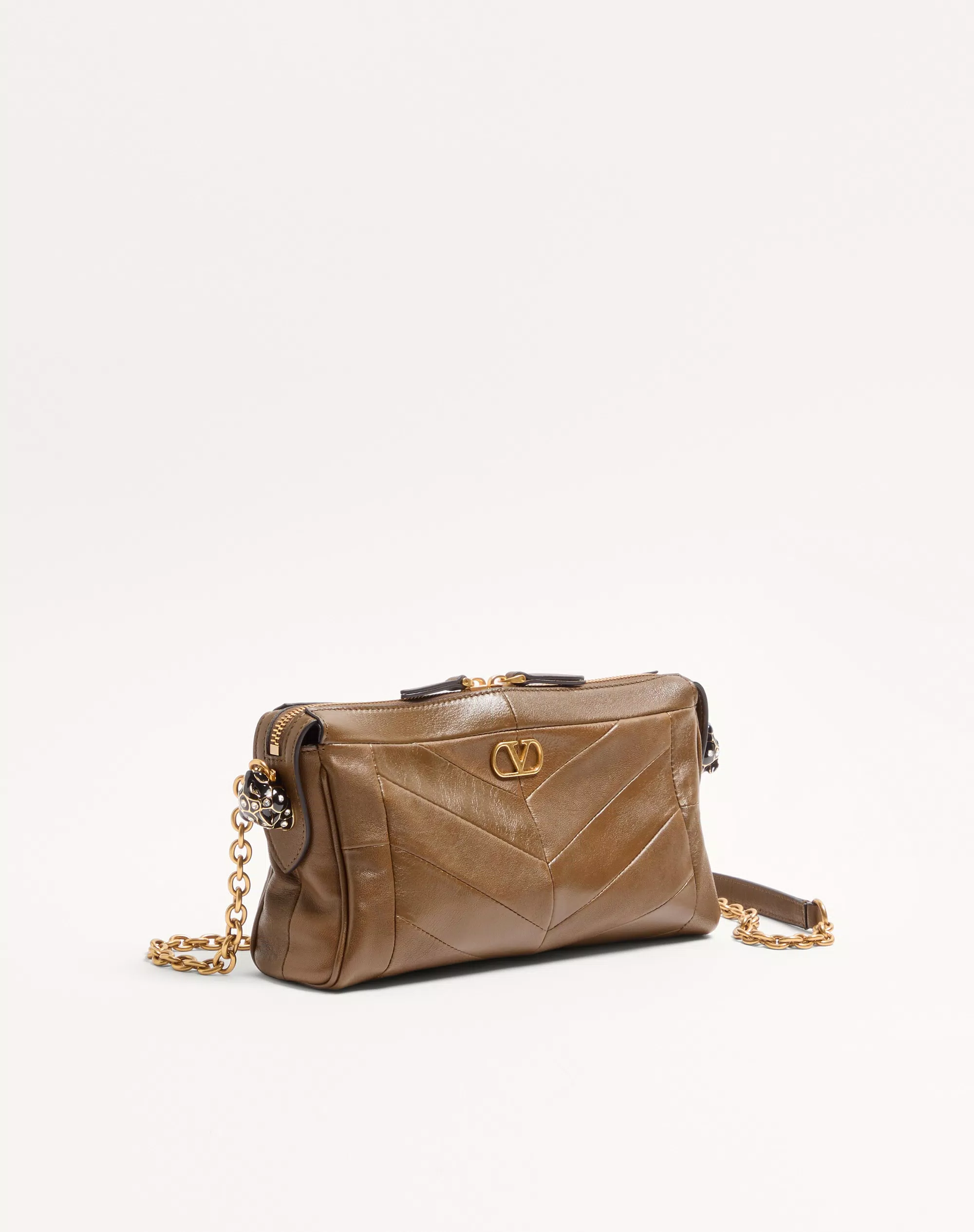 Valentino Garavani, Panthea Small Shoulder Bag in Nappa Leather With a Chevron Pattern