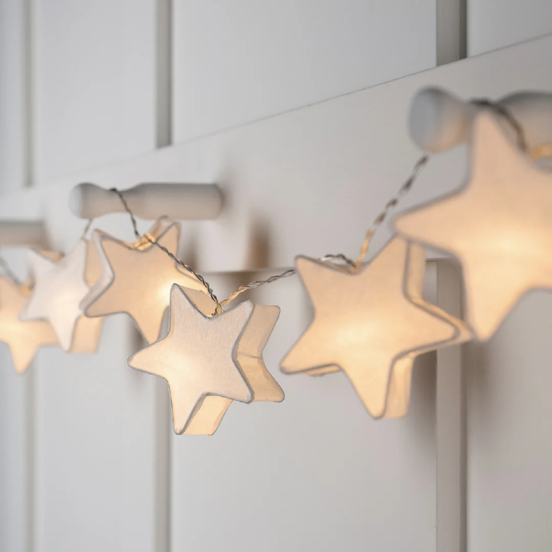 white paper star shaped fairy lights