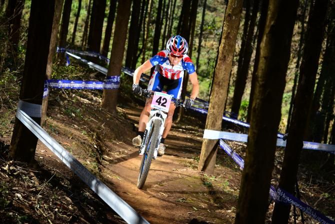 American Judy Freeman takes part in the women's cross country final at the UCI MTB and Trials World Championships 2013 at Cascades MTB Park in Pietermaritzburg.