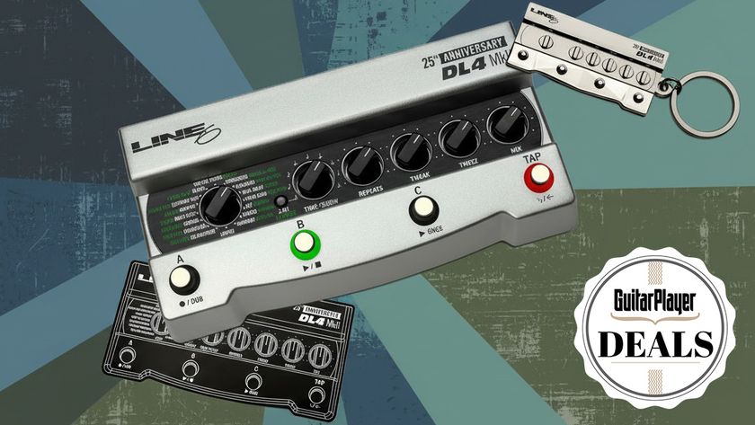 Line 6 DL4 MkII on a green and blue background