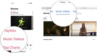 Browse for music video on Apple Music: Select Music Videos from Apple Music