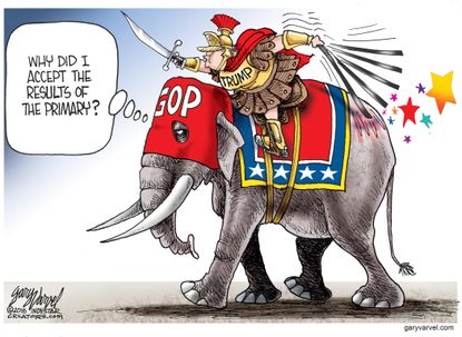 Political cartoon U.S. 2016 election Donald Trump GOP