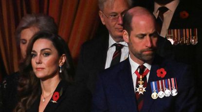 Catherine, Princess of Wales and Prince William, Prince of Wales attend the Royal British Legion Festival of Remembrance at the Royal Albert Hall on November 9, 2024 in London, England.