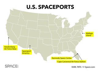 Active spaceports in the continental United States.