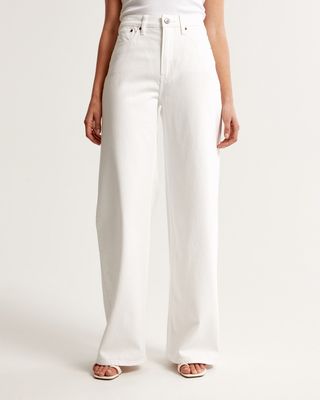 Abercrombie & Fitch white wide leg jeans
