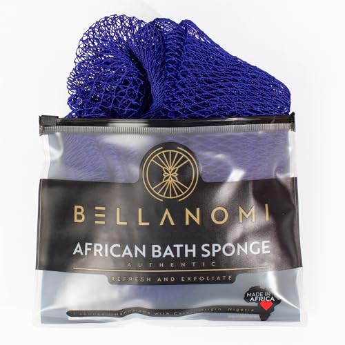 Bellanomi African Exfoliating Net Sponge Authentic Ethically Sourced From Nigeria 45 Inch Long (navy Blue)