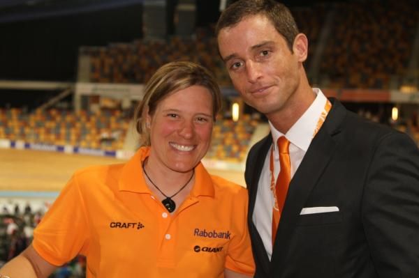Katie Compton (Rabobank-Giant) and her agent Doug Eldridge of DLE Agency