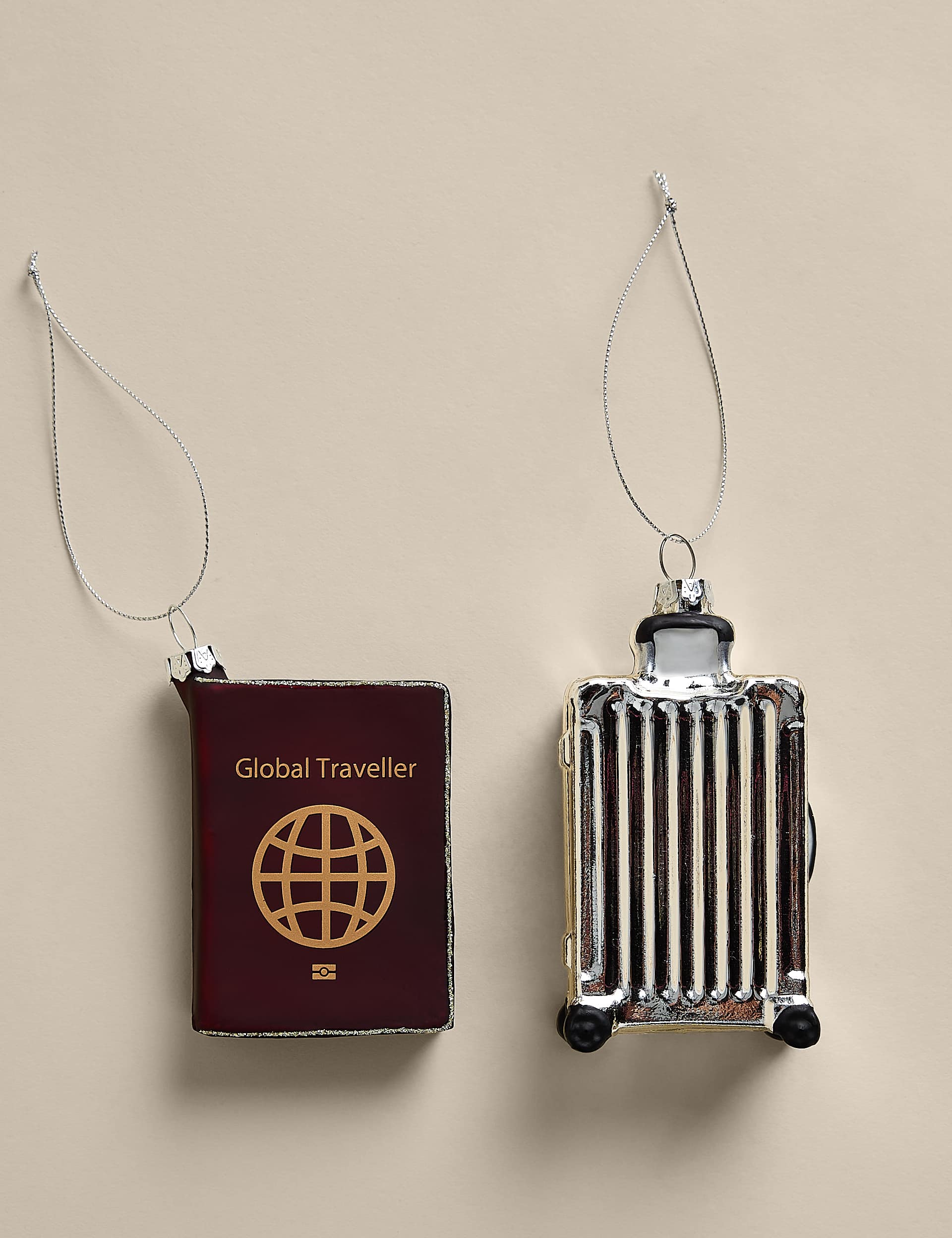 2 Pack Glass Hanging Travel Tree Decorations