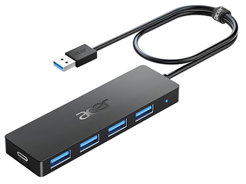 Acer Usb Hub 4 Ports, Multiple Usb 3.0 Hub, Usba Splitter for Laptop/pc 2ft