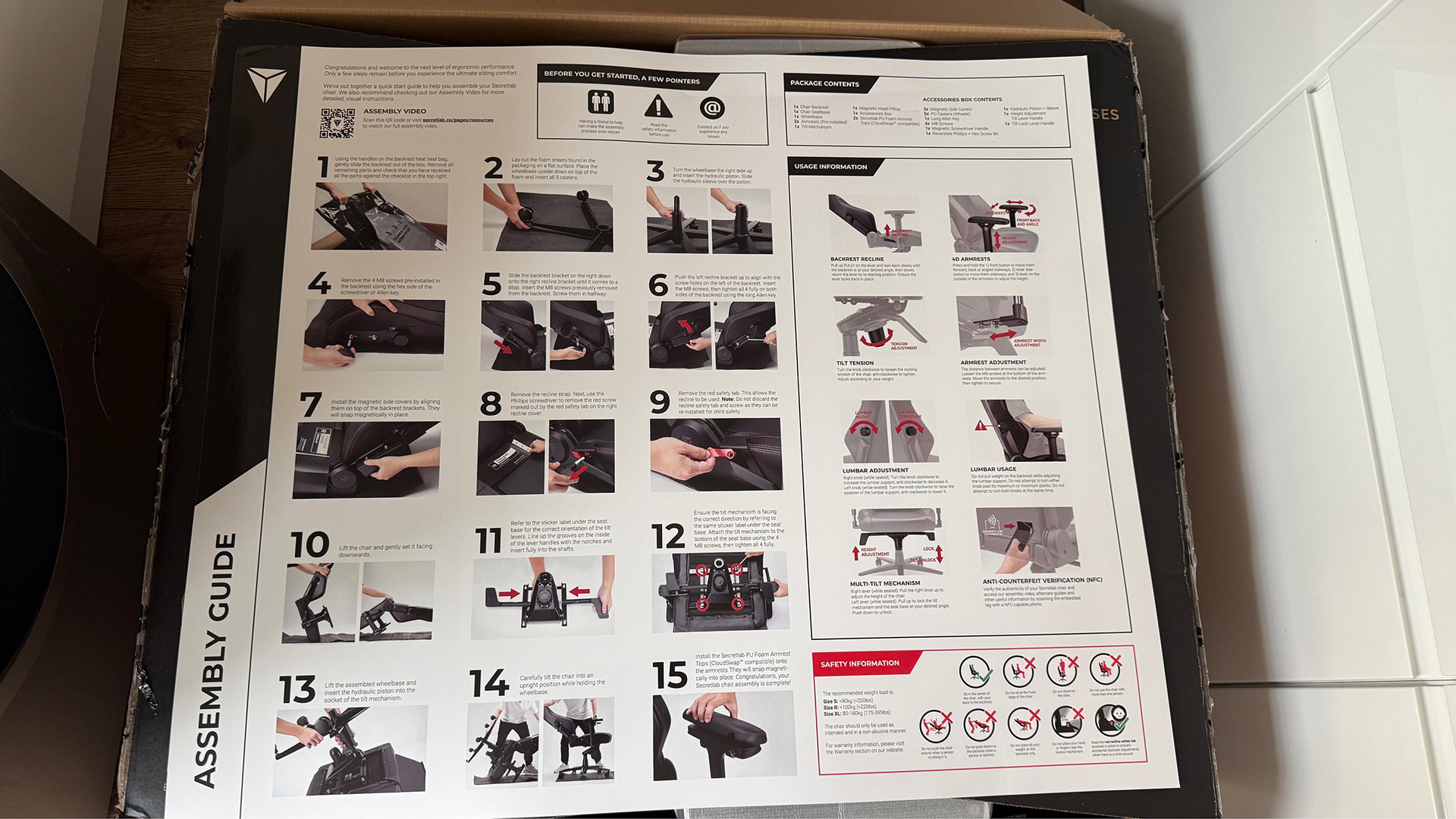 Several photos of parts of the Titan Evo chair.