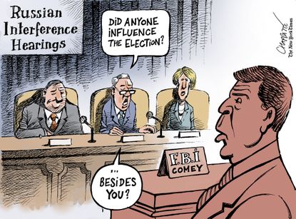 Political Cartoon U.S. Trump Russia FBI Comey 2016 election Hillary