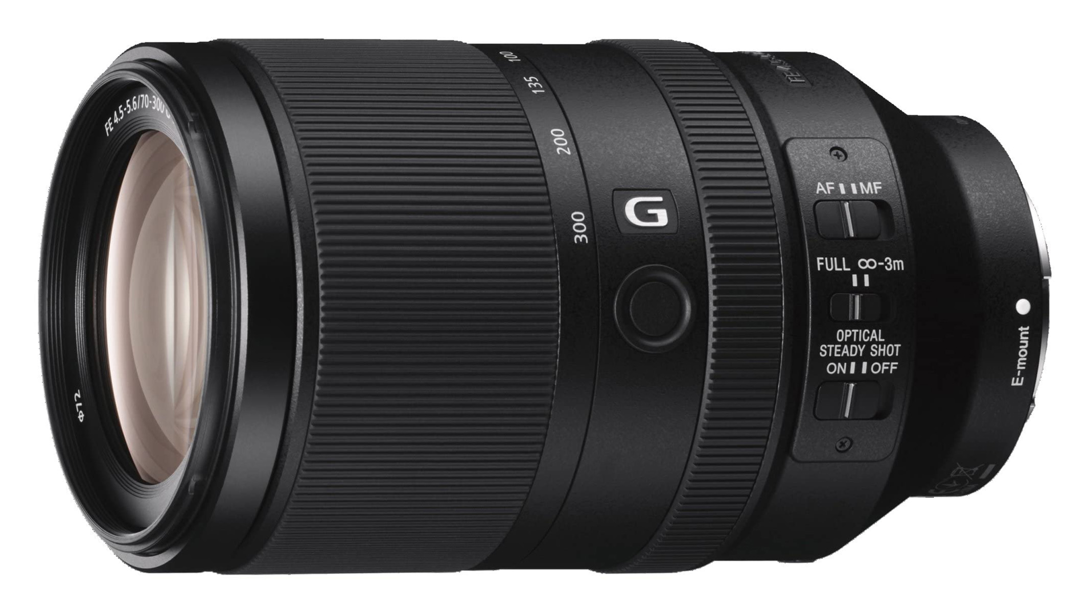 Sony FE 70-300mm f/4.5-5.6 G OSS on a white background