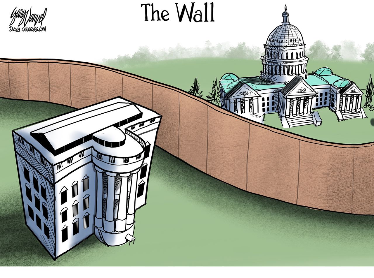 Political cartoon U.S. Trump white house congress shutdown wall&amp;amp;nbsp;