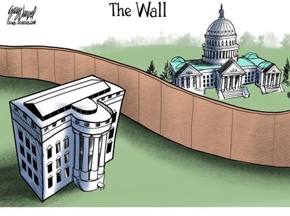 Political cartoon U.S. Trump white house congress shutdown wall&nbsp;