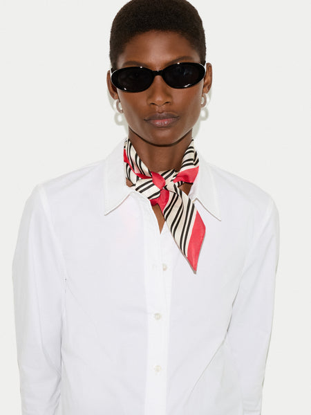 Stripe Silk Twill Scarf | Ivory