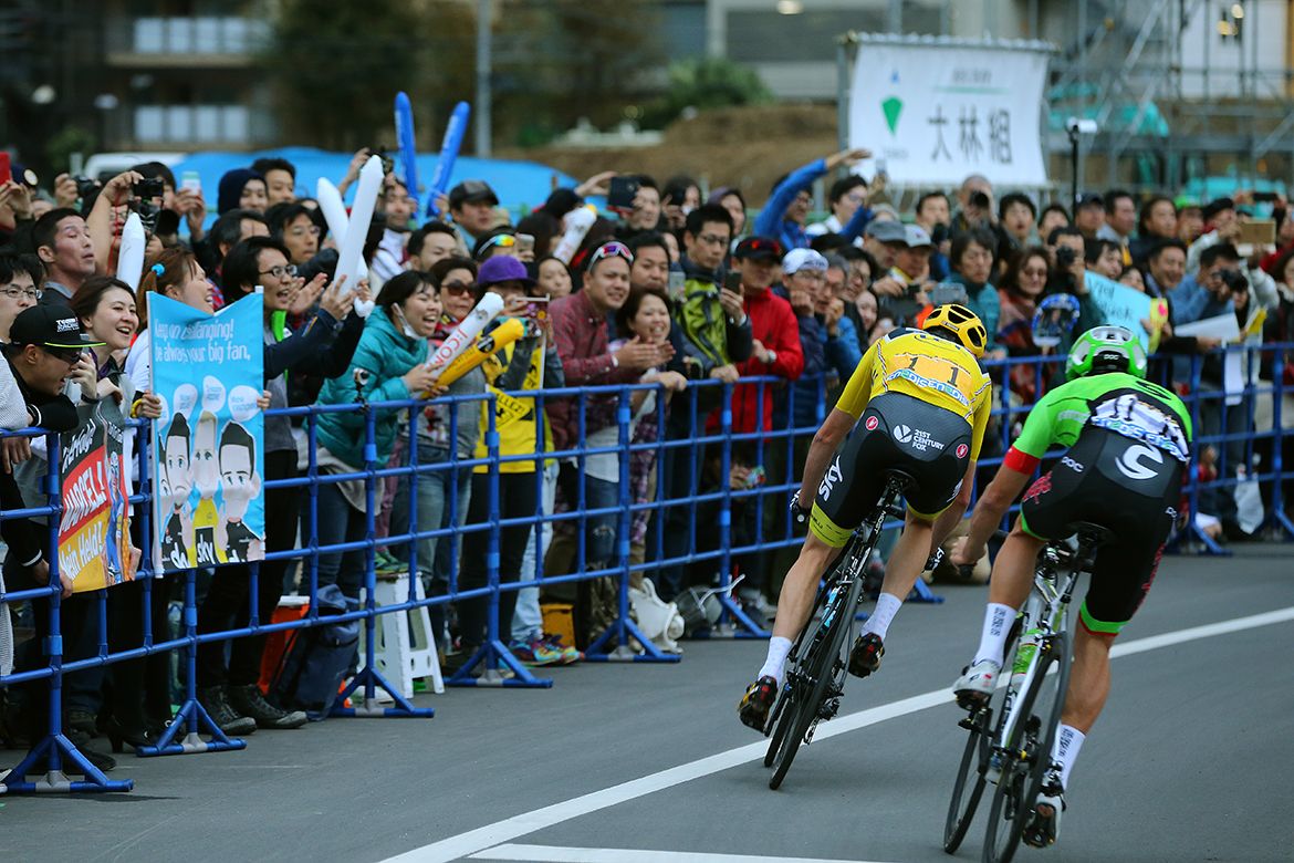 The crowds turned out in Saitama to watch Chris Froome and the stars of the Tour de France peloton.