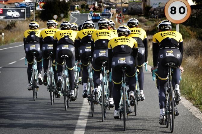 LottoNL-Jumbo riders trying out their new 2015 Bianchi bikes