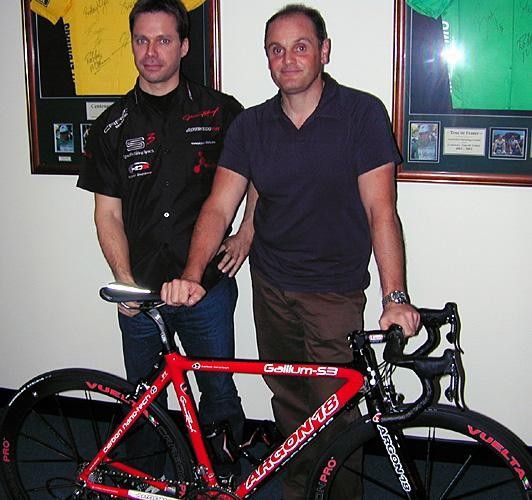 When Martin met Frank Argon 18 boss Martin Rioux (l) and FRF Couriers boss Frank Fortuna with one of the team bikes