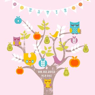 tree and bunting mural wall stickers