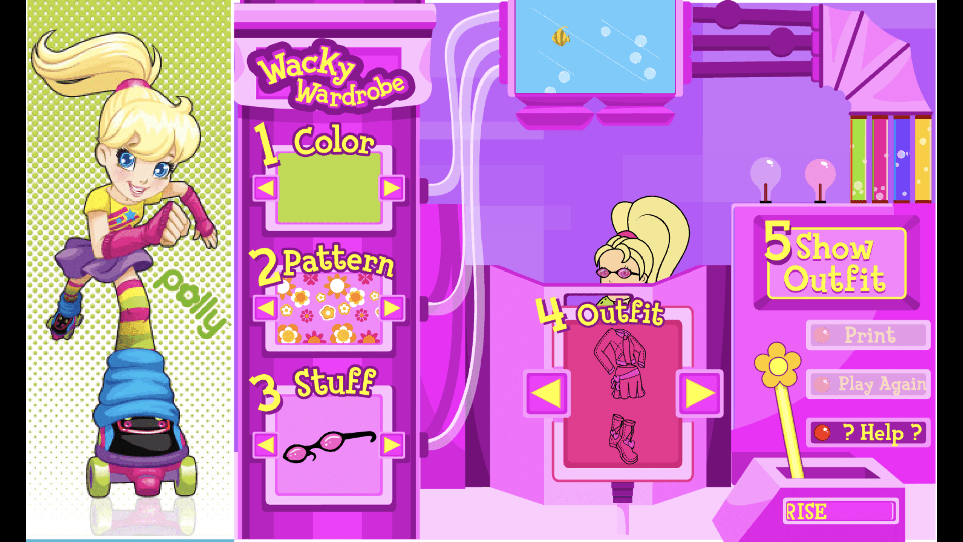 Character customization screen from the old Polly Pocket browser game.