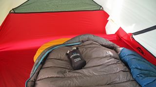 Lifeventure Ultimate Silk Liner with sleeping bag in tent