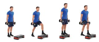 Lunges with weights: Dumbbell step up