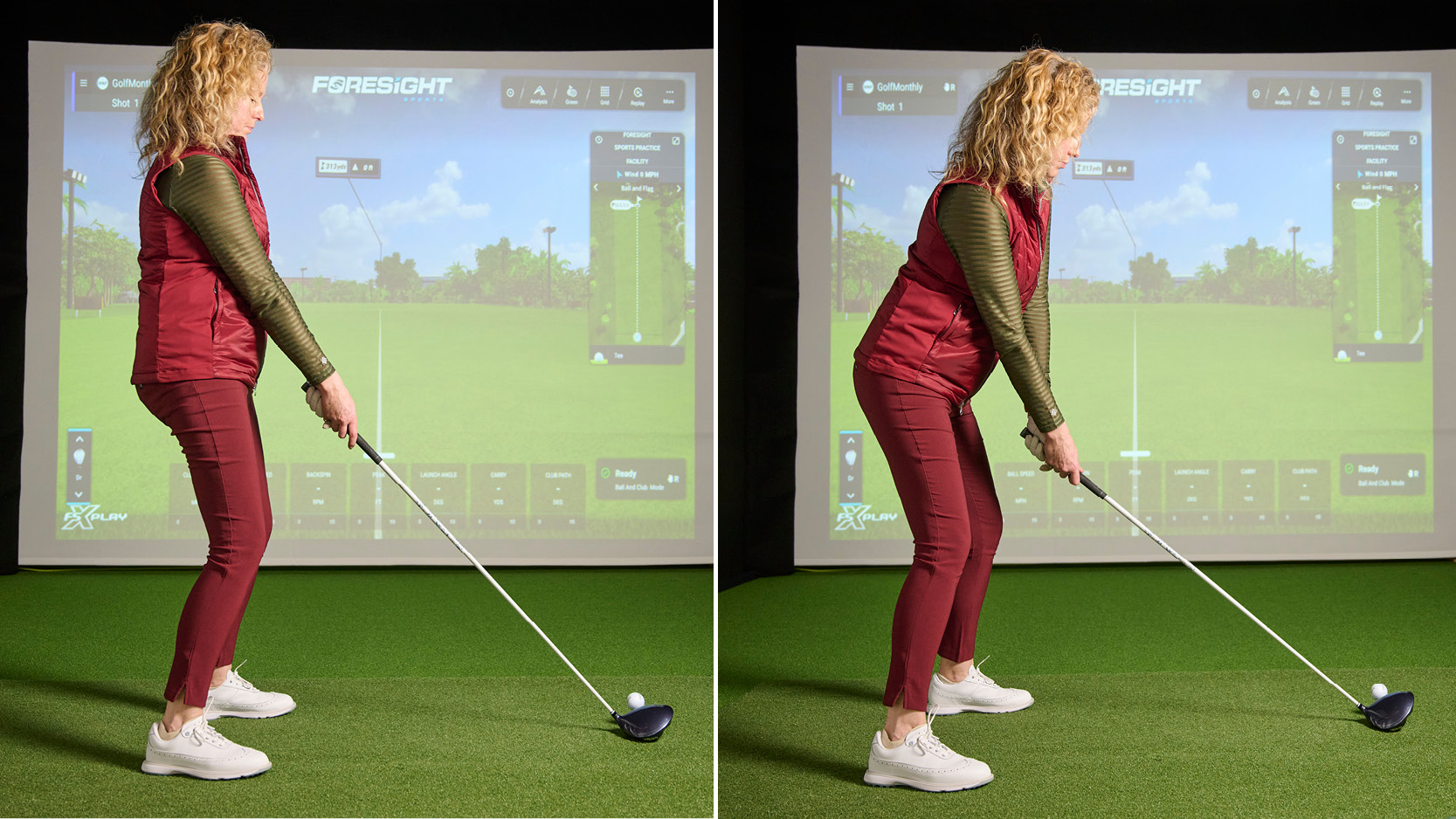 Katie Dawkins demonstrating good and bad posture