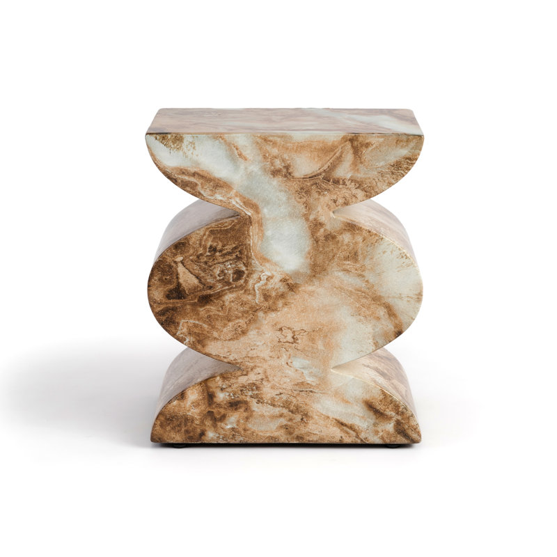 Ivy Bronx Taiden Faux Marble Effect Stool End Table Onyx Brown Weatherproof Indoor and Outdoor Table &amp;amp; Reviews | Wayfair