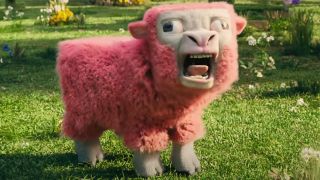 A pink sheep in A Mincecraft Movie