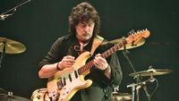 Ritchie Blackmore of the British band Ritchie Blackmore's Rainbow performs live on stage during a concert at the Velodrom on April 18, 2018 in Berlin, Germany