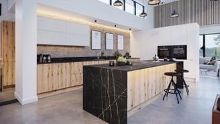 double height contemporary kitchen with hidden led lighting