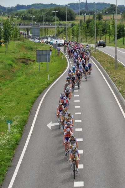 The peloton pursued the break for most of the day.
