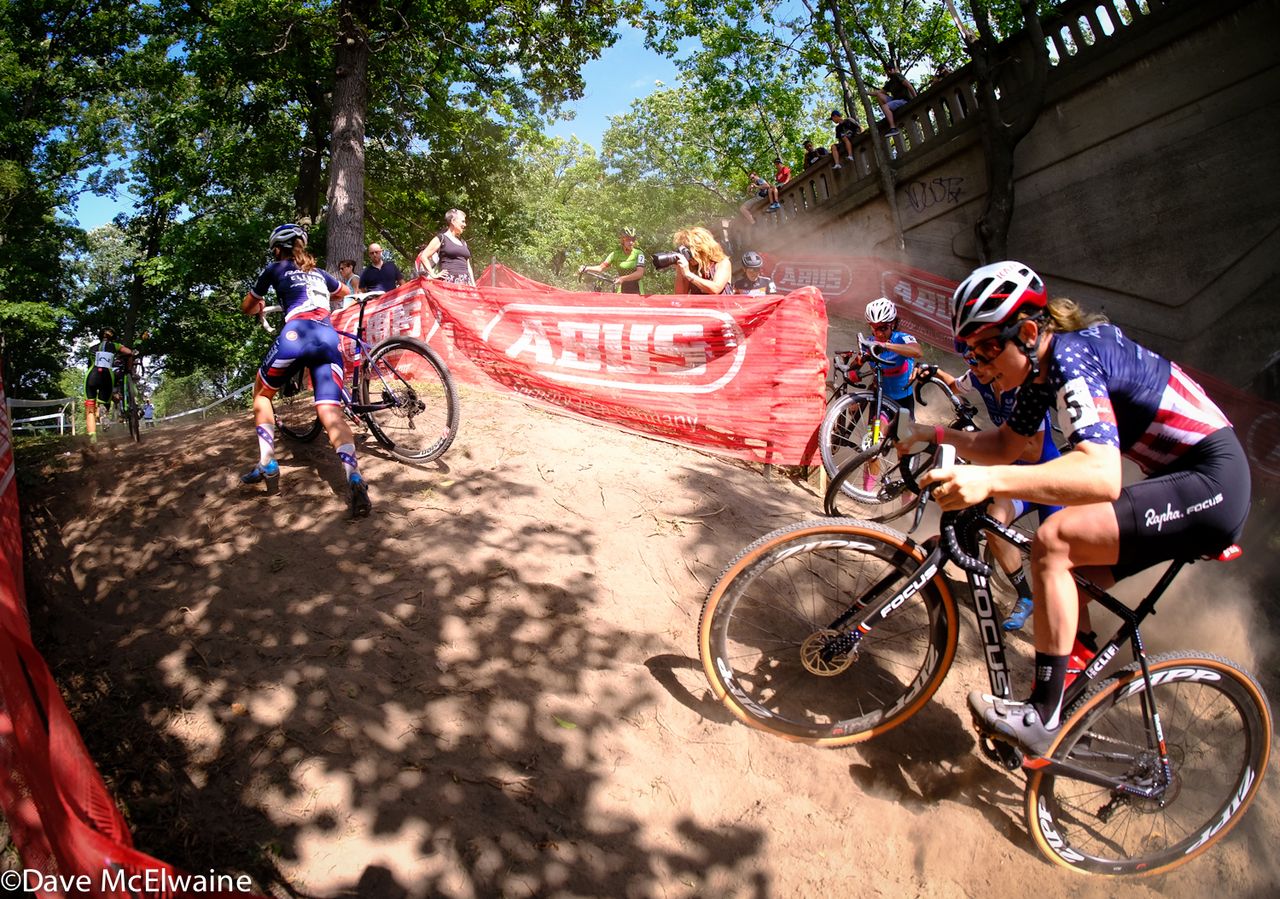 Ellen Nobel (Aspire Racing) was able to ride the impossible on this downhill U-Turn
