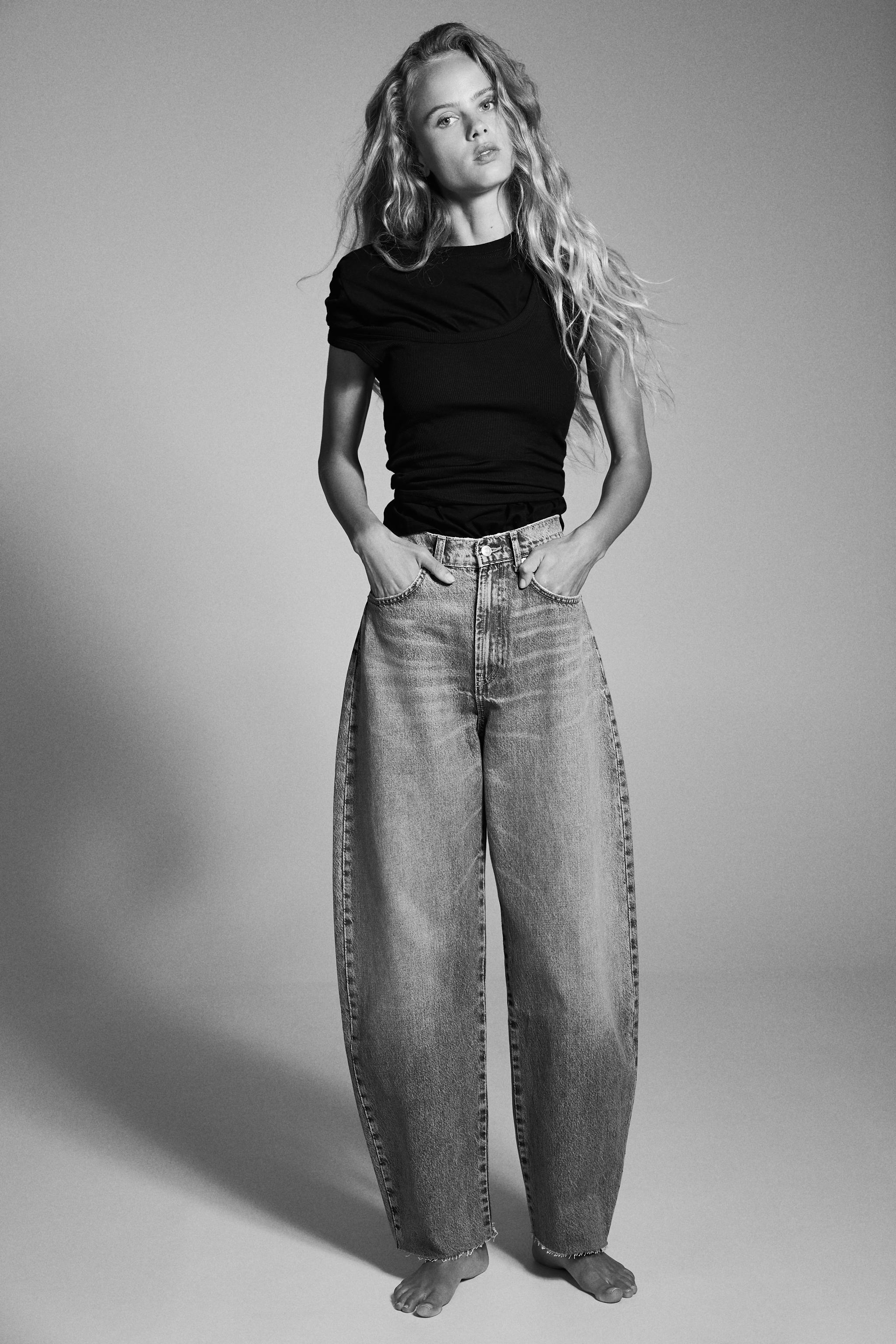 High-Waist Trf Barrel Jeans