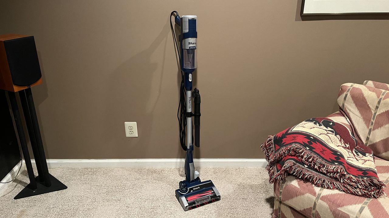 Shark Stratos Corded vacuum in reviewer's living room
